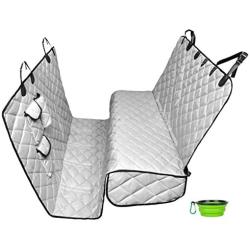 Tapiona XXL Dog Seat Cover - 63Wx94L XXL Back Seat Cover for Cars, Trucks & SUVs - Pet Hammock, Heavy Duty, Waterproof, Nonslip, No Odor, Seat Anchors, Washable + Pet Travel Bowl