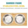 Wantryapet Elevated Dog Cat Dog Feeder with 2 Stainless Steel Bowls, Bamboo Raised Stand Pet Feeder Perfect for Small Dogs & Cats