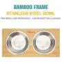 Wantryapet Elevated Dog Cat Dog Feeder with 2 Stainless Steel Bowls, Bamboo Raised Stand Pet Feeder Perfect for Small Dogs & Cats Wantryapet Elevated Dog Cat Dog Feeder with 2 Stainless Steel Bowls, Bamboo Raised Stand Pet Feeder Perfect for Small Dogs & Cats