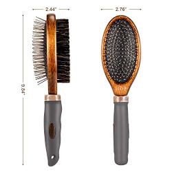 Pettom Dog Grooming Brush Pet Double Sided Pin Bristle Brush for Dogs Grooming Comb Remove Shedding Dirt Mats and Tangled Hair(Deshedding Brush)