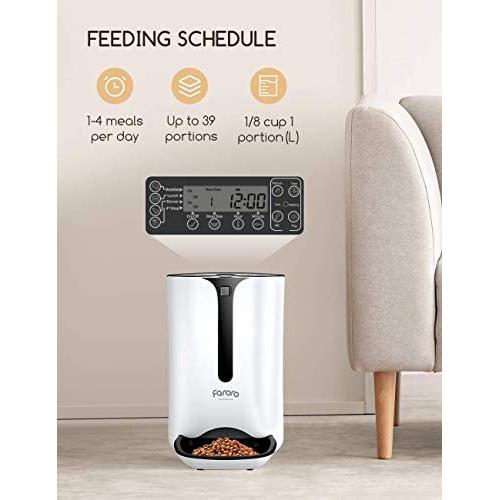 Faroro 7L Automatic Cat Feeder Dog and Cat Food Dispenser with Programmable Timer, Portion Control and Distribution Alarms for 4 Meals Per Day