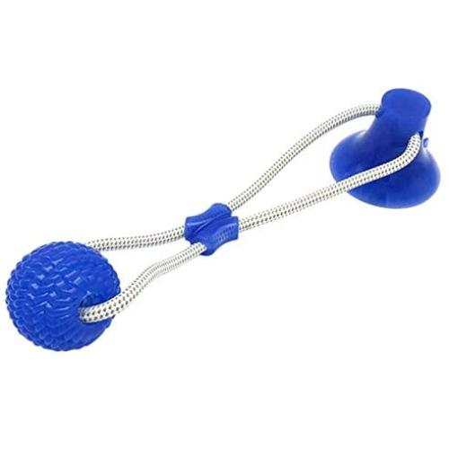 Feilifan Pet Molar Bite Toy, Multifunction Interactive Self-Playing Rubber Ball Toy with Suction Cup Molar Chew Toy Cleaning Teeth for Dogs (Green/Blue, 1 Pack)