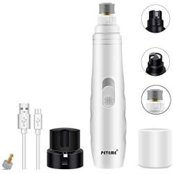 Peteme Dog Nail Clippers,2-Speed Dog Nail Grinder Electric Pet Nail Trimmer Portable and Rechargeable Painless Paw Grooming for Small Medium Large Dogs & Cats
