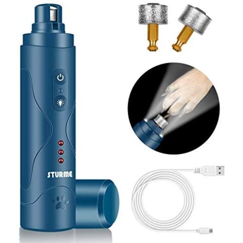 STURME Dog Nail Grinder Clippers Professional 3-Speed Electric Rechargeable Dog Nail Trimmer Low Noise Painless Paws Smoothing Pet Nail Grinder for Large Medium Small Dogs & Cats