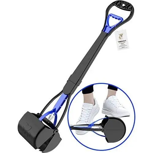 TIMINGILA 28'' Long Handle Pet Pooper Scooper for Dogs and Cats with High Strength Material and Durable Spring Easy to Use for Grass, Dirt, Gravel Pick Up (Navy)