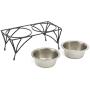 PetRageous 12112SS Moon Metal Non Slip Dog Diner, Black, 3.5-Cup Capacity, Two Dishwasher Safe Bowls, 6.10-Inch Tall Feeder, for Medium and Large Dogs and Cats