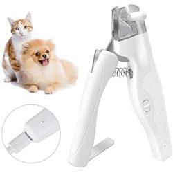 Hachtecpet Dog Pet Nail Clippers: Safe Rechargeable Professional Grooming Trimmer with LED Light |Hidden Nail File for Large Small Puppy Cats