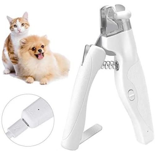 Hachtecpet Dog Pet Nail Clippers: Safe Rechargeable Professional Grooming Trimmer with LED Light |Hidden Nail File for Large Small Puppy Cats