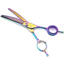 Freelander 7.0 inch Left Hand and Right Hand Japanese 440C Downward Curved Dog Chunker Shears Professional Pet Grooming Thinning Scissors