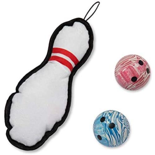 Best Pet Supplies 3-in-1 Sports Toy Set for Small and Medium Dogs, Tough Interactive Squeaky Chew Toy