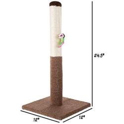 PETMAKER Cat Scratching Post - Tall Scratcher for Cats and Kittens with Sisal Rope and Carpet, Hanging Mouse Toy for Interactive Play (24.5 Inch)