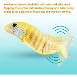 ZooZoo 2-Pack Flopping Plush Fish Catnip Cat Toy 11.8'' Touch Sensor Auto Activated Standby USB Charging Washable Electronic Wiggle Realistic Pet Simulation Happy Healthy Kitten Interactive Silver Vine