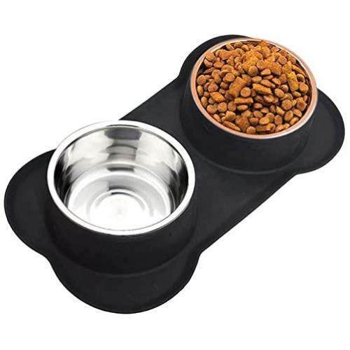 Garno Dog Food Bowls，24OZ Dog Bowl for Medium-Sized Dogs，Stainless Steel Pet Bowls & Dog Water Bowls with No-Spill and Non-Skid, Feeder Bowls with Dog Bowl for Dogs