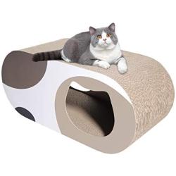 ComSaf Durable Cat Scratcher Cardboard, Corrugated Scratch Pad, Cat Scratcher Lounge with Hole, Furniture Protection, Cat Training Toy, Large Pack of 1