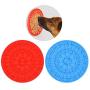 NUOCHUANG Dog Lick Mat, 2 Pack Silicone Lick Mat for Dogs, Slow Feeder Distraction Device with 37 Super Suction, Dog Peanut Butter Lick Pad for Bathing, Grooming, Training, Blue Plus Red