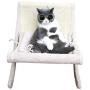 Large Cat Hammock Sturdy Chair Cat Bed with Scratching Pad and Hang Ball Toys, Hanging Soft Pet Bed for Kitten Ferret Pubby,Self Warming Cat Bed Cushion