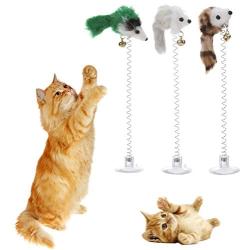 S-D-A 1/3Pcs Pet Cat Toys Elastic Feather False Mouse Toys Cat Kitten Interactive Cat Scratcher Teaser Pet Products for Cat Supplies,Random Color,1Pc Random Color