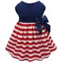 Fitwarm 100% Cotton Striped Dog Dress Doggie Clothes Puppy Vest Dress Pet Cat Apparel Blue Red