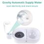 ELSPET 2 in1 Cats Gravity Waterer/Cats Food Bowl, Anti-Spill Raised Side/Anti-Slip Base, Pet Automatic Water Dispenser with Detachable Bowl and 500ml Water Bottle