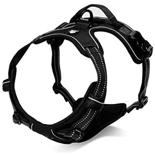 LOUXWOL Front Dog Harness No Pull Soft Padded Harness Vest with Handle and Two Leash Attachements for Large Medium Small Pet Dogs Adjustable Outdoor 3M Reflective Oxford Material