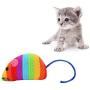 Anixl Pet Cat Mouse Shape Cloth Toy Rainbow Color Interactiv