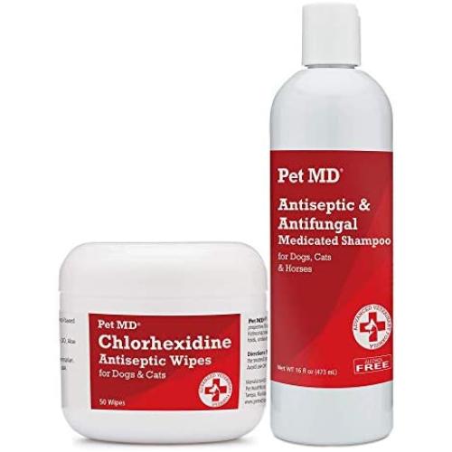 Pet MD Medicated Wipes and Shampoo Bundle