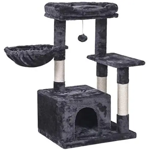 BEWISHOME Cat Tree Condo with Scratching Post Cat Tower Padded Plush Perch and Cozy Basket for Kitten MMJ11 BEWISHOME Cat Tree Condo with Scratching Post Cat Tower Padded Plush Perch and Cozy Basket for Kitten MMJ11