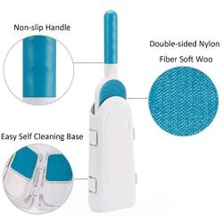 Geelyda Pet Hair Remover Brush, Lint Brush- Fur Remover- Fur& Lint Removal- Dog& Cat Hair Remover– Double Side Brush with Self- Cleaning Base for Furniture Clothing Couch Carpet, Travel Size Include