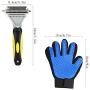 Pet Grooming Tool- Dematting Comb/Grooming Glove Set, 2 Sided Undercoat Grooming Rake for Cats/Dogs, Safely and Easily Removes Matted Tangles, Deshedding Brush Glove- Efficient Pet Hair Remove-2Pack
