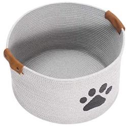 Geyecete Round Dog Dog Toy Basket Storage Cotton Rope Storage Basket Pet/Doy Toy Box Dog Storage Basket