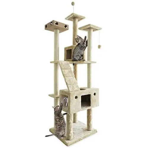 Furhaven Pet - Tiger Tough Tall Cat Tree Entertainment Playground Furniture for Cats & Kittens - Multiple Styles & Colors Furhaven Pet - Tiger Tough Tall Cat Tree Entertainment Playground Furniture for Cats & Kittens - Multiple Styles & Colors