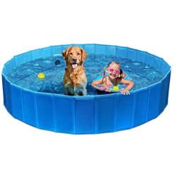 63'' x 12''/47'' X 12'' Foldable Dog Bath Pool Pet Bathing Tub Dog Swimming Pool Bathing Tub for Pets Dogs Cats Kids Two Sizes