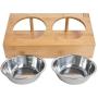 All Functional - Elevated Feeder for Cats and Small Dogs - Slanted Angle for a Comfortable Mealtime- Raised Stand - Two Stainless Steel Bowls. Remember Your Pet is Family