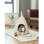 PawsMark Natural Willow Pet Sleeping Bed, Cave, Basket for Dog or Cats with Cushion, White (QI003681)