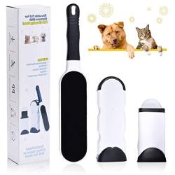 MyfatBOSS Pet Hair Remover Brush, Pet Fur Remover Lint Brush, Reusable Dog Cat Hair Remover for Furniture, Clothes, Couch, Car, Double Sided Brush with with Self Cleaning Base - Travel Size Included