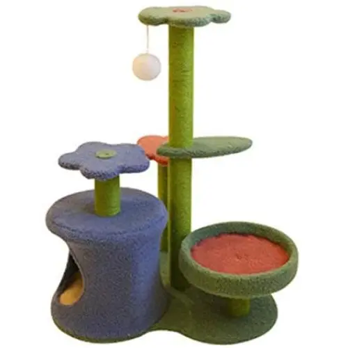 CoutureBridal Cat Tree Multi Level Flower Cat Towel with Scratching Post Cat Kitten Activity Center Play House Entertainment Furniture