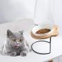 Jemirry Ceramic Titl Angle Elevated Raised Pet Bowl with Wood Stand for Cats and Puppy, Cat Food Water Basic Bowl