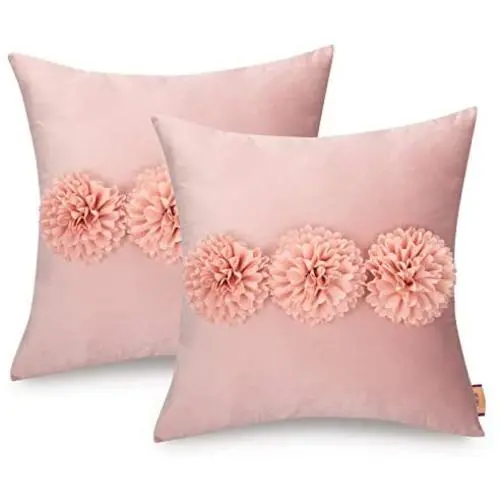 Tayis Throw Pillow Covers 18x18 inch,Soft Velvet Floral Flower Decorative Pillowcase,Cushion Case for Sofa Bedroom Couch Bed Chair (Pink,Pack of 2) Tayis Throw Pillow Covers 18x18 inch,Soft Velvet Floral Flower Decorative Pillowcase,Cushion Case for Sofa Bedroom Couch Bed Chair (Pink,Pack of 2)
