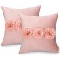 Tayis Throw Pillow Covers 18x18 inch,Soft Velvet Floral Flower Decorative Pillowcase,Cushion Case for Sofa Bedroom Couch Bed Chair (Pink,Pack of 2)