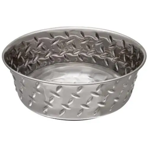 Loving Pets Diamond Plated Dog Bowl with Non-Skid Bottom, 5-Quart, Silver (7258) Loving Pets Diamond Plated Dog Bowl with Non-Skid Bottom, 5-Quart, Silver (7258)