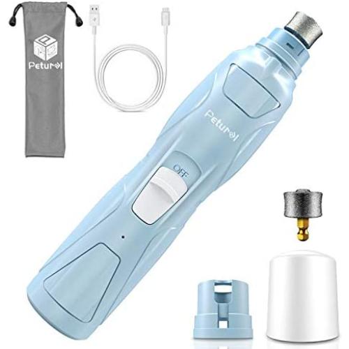 Petural Dog Nail Grinder, Upgraded Quiet Dog Nail Trimmer, 2-Speed Electric Pet Nail Grinder with Premium Dog Clipper for Medium Small Dogs Cats Grooming Trimming