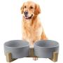 LIONWEI LIONWELI Ceramic Cat Bowl with Wood Stand No Spill Pet Food Water Feeder Cats Small Dogs