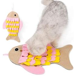 ocijf179 Sniffing Mat Fish Shape Sniffing Mat Food Slow Feeding Release Stress Pet Dog Cat Blanket Toy - Pink