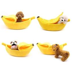 WarmShe Pet Cat Bed House Cute Banana, Warm Soft Punny Dogs Sofa Sleeping Playing Resting Bed, Lovely Pet Supplies for Cats Kittens