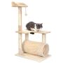 NA Premium Cat Tower Large Size Cat Tree for Activity with Tunnel 3 Tier Platform with Scratching Post and Toy Ball,Tan
