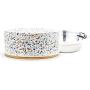 Pet Junkie Terrazzo Elevated Dog Bowl for Food and Water with Stainless Steel Washable Inner Bowl, White