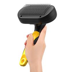 EZT Self Cleaning Slicker Brush – Gently Removes Loose Undercoat, Mats and Tangled Hair – Your Dog or Cat Will Love Being Brushed with The Grooming Brush