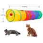 Cat Tunnel with Plush Ball, Interactive Peek-a-Boo Cat Chute Cat Tube Toy, Foldable Rainbow S-Tunnel for Indoor Cat, for Puzzle Exercising Hiding Training and Running with Fun Ball and 2 Peek Hole