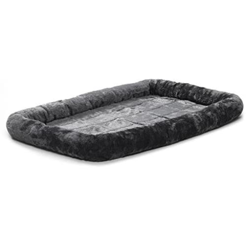 New World Gray Dog Bed | Bolster Dog Bed Fits Metal Dog Crates | Machine Wash & Dry