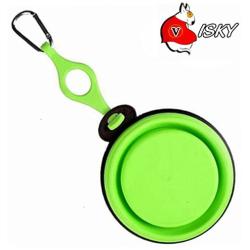 Visky Pet Travel Cup/Bowl Small Animal TPE Bowls Dog Cat Rabbit Collapsible & Portable Bowl With Carabiner-Green